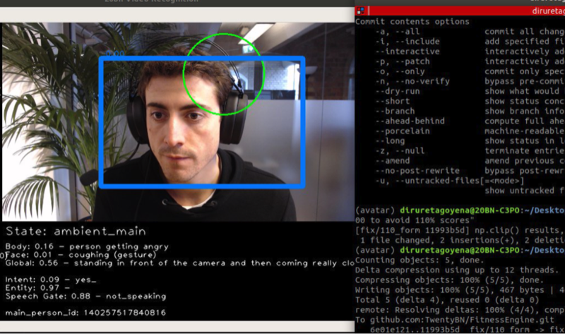 20bn Video Recognition system showing real-time gesture classification